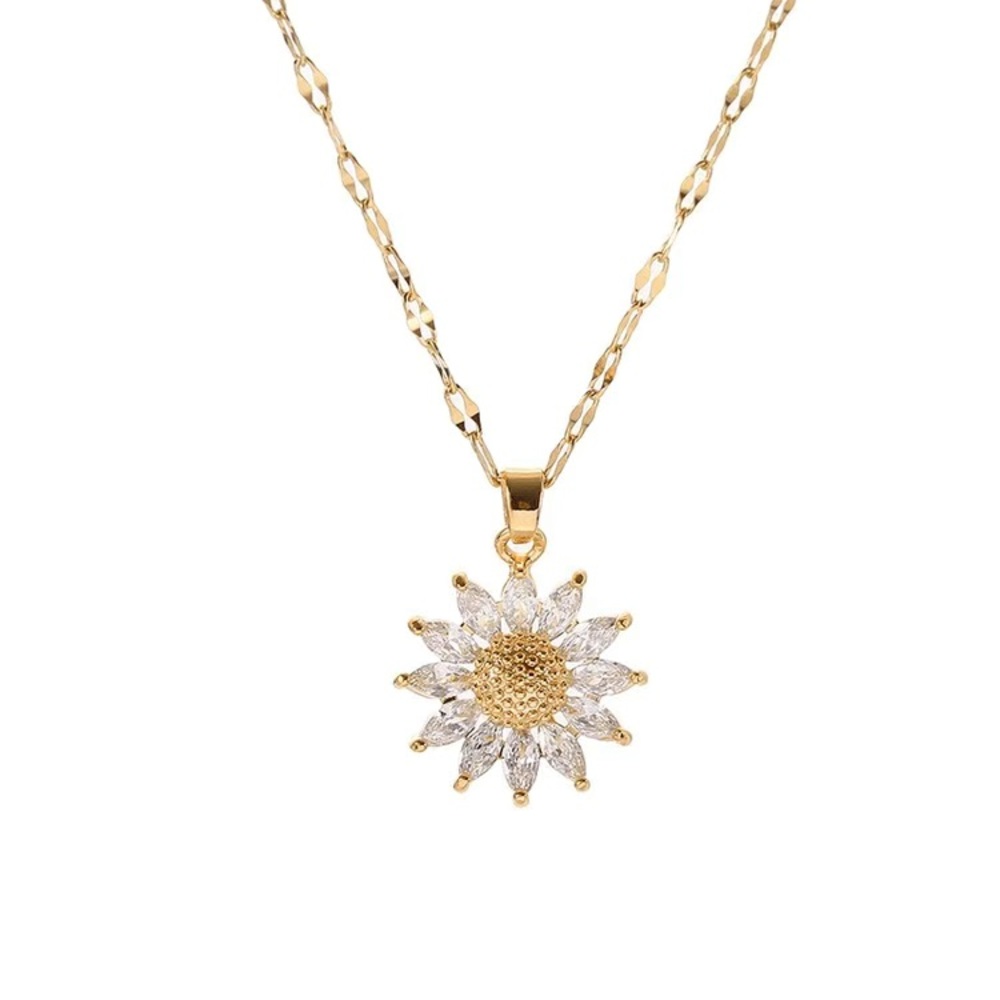 Sunflower Diamond Gold Toned Necklace